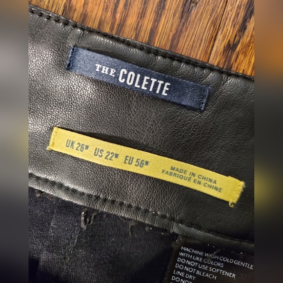 Anthropologie Maeve The Colette Cropped Wide-Leg Faux Leather Pants Bkack Sz 22 - Picture 10 of 16